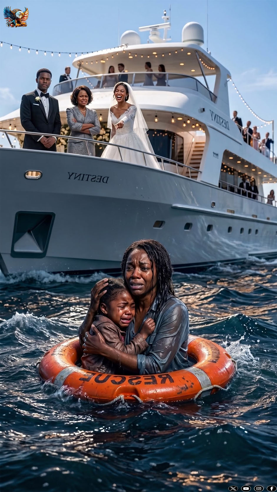 At my sister’s wedding, my mom shoved me and my orphan daughter into the freezing harbor. “Your sister married a CEO, you only bring shame!” she sneered as 100 guests laughed. My dad roared, “Know your place!” But their laughter died when a massive megayacht docked, and the billionaire stepping off said…