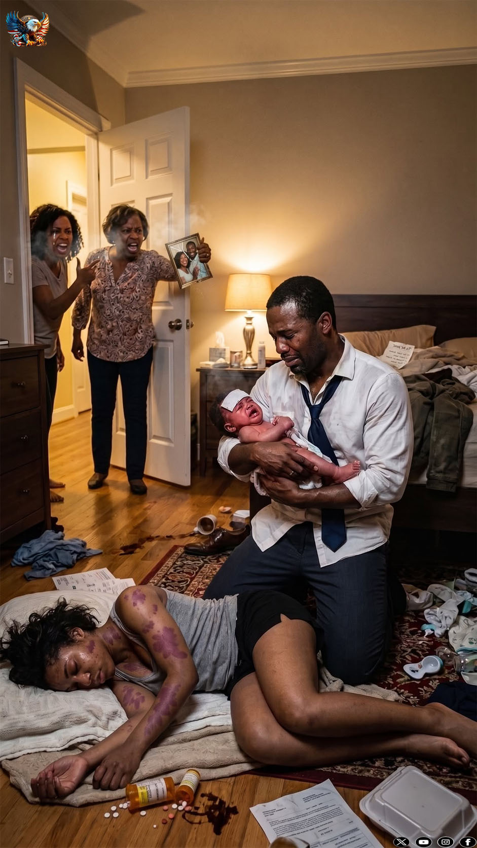 I rushed home to find my wife unconscious next to our crying, feverish baby. My mother shrugged, “She’s just dramatic.” But at the ER, the doctor pointed to deep rope burns on my wife’s wrists and whispered, “Call the police.” That’s when I checked our home security app and saw my mother…