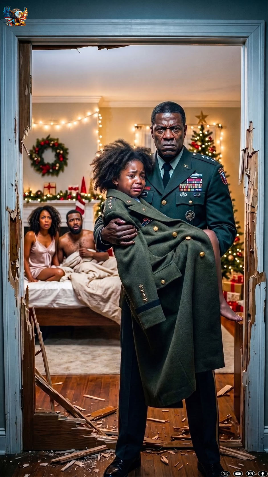 I never told my wife I was a Major General. On Christmas, I came home to find my daughter locked outside in the cold. Furious, I kicked the bedroom door open. My wife was laughing in the arms of a man. When he turned around, my blood ran cold. It was the highly dangerous target my elite forces had been hunting for two years, and he was currently holding my military laptop…