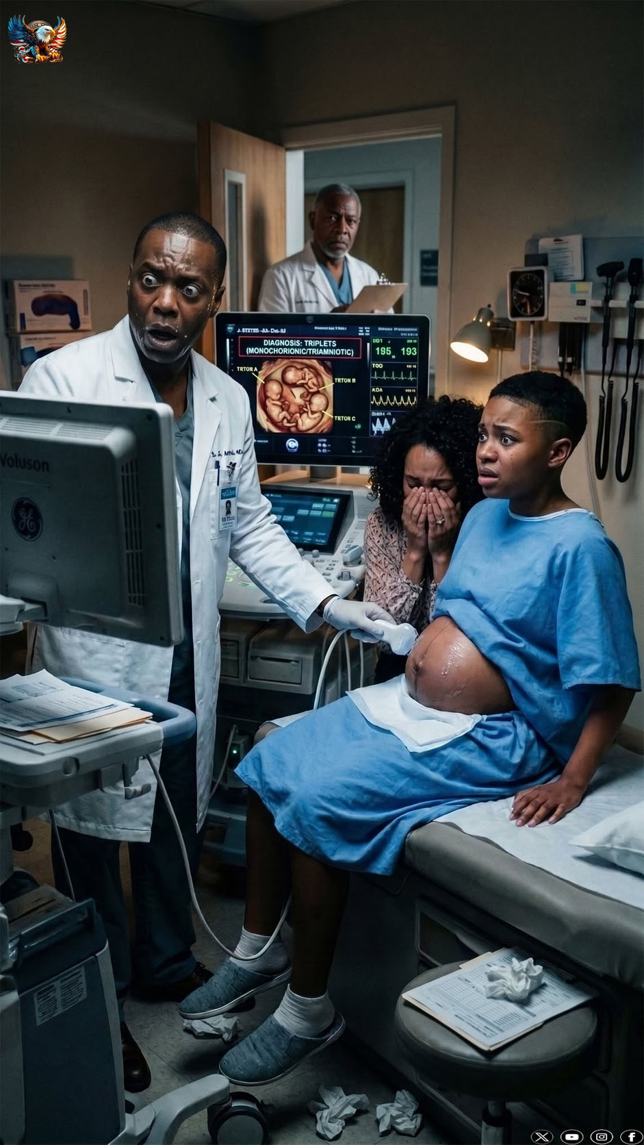 The doctor stared at the ultrasound screen, turned pale, and asked a chilling question: “Ma’am… is your husband here?” The woman froze, knowing her husband had been missing at sea for over a year. But when the doctor turned the monitor toward her, the heartbeat on the screen revealed a terrifying secret…