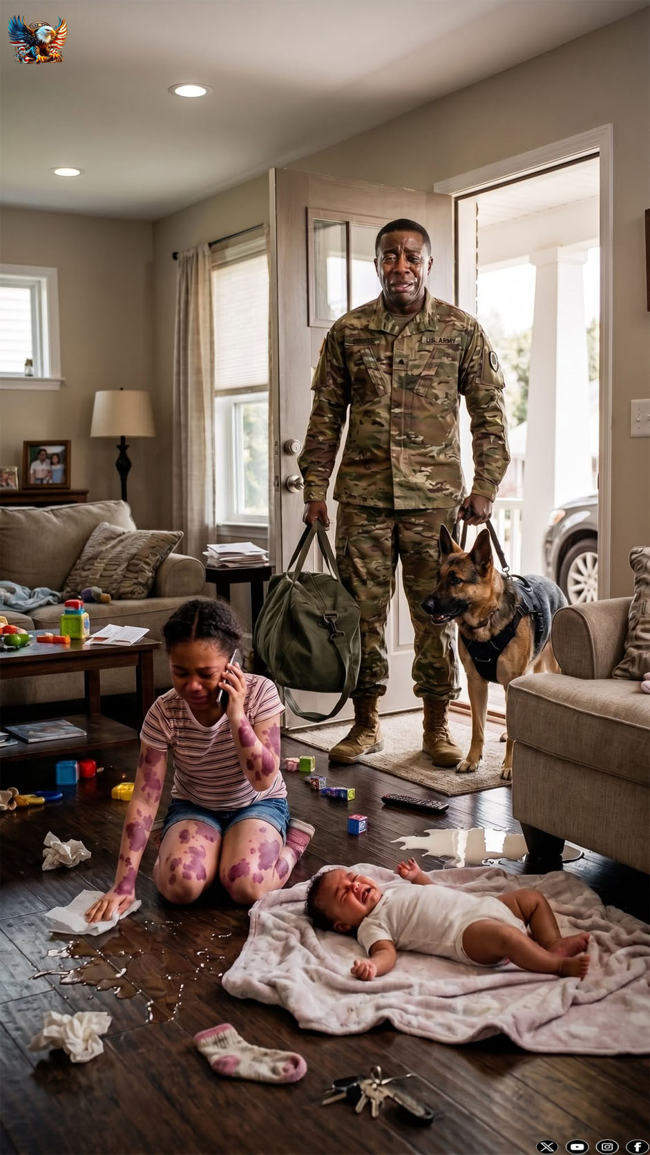 A retired combat veteran received a trembling call from his little daughter. “Daddy, my back hurts. I can’t hold the baby anymore,” she whispered before the line went dead. Rushing home to a silent house, he realized his wife was missing, and the quiet suburbs were hiding a parent’s worst nightmare…