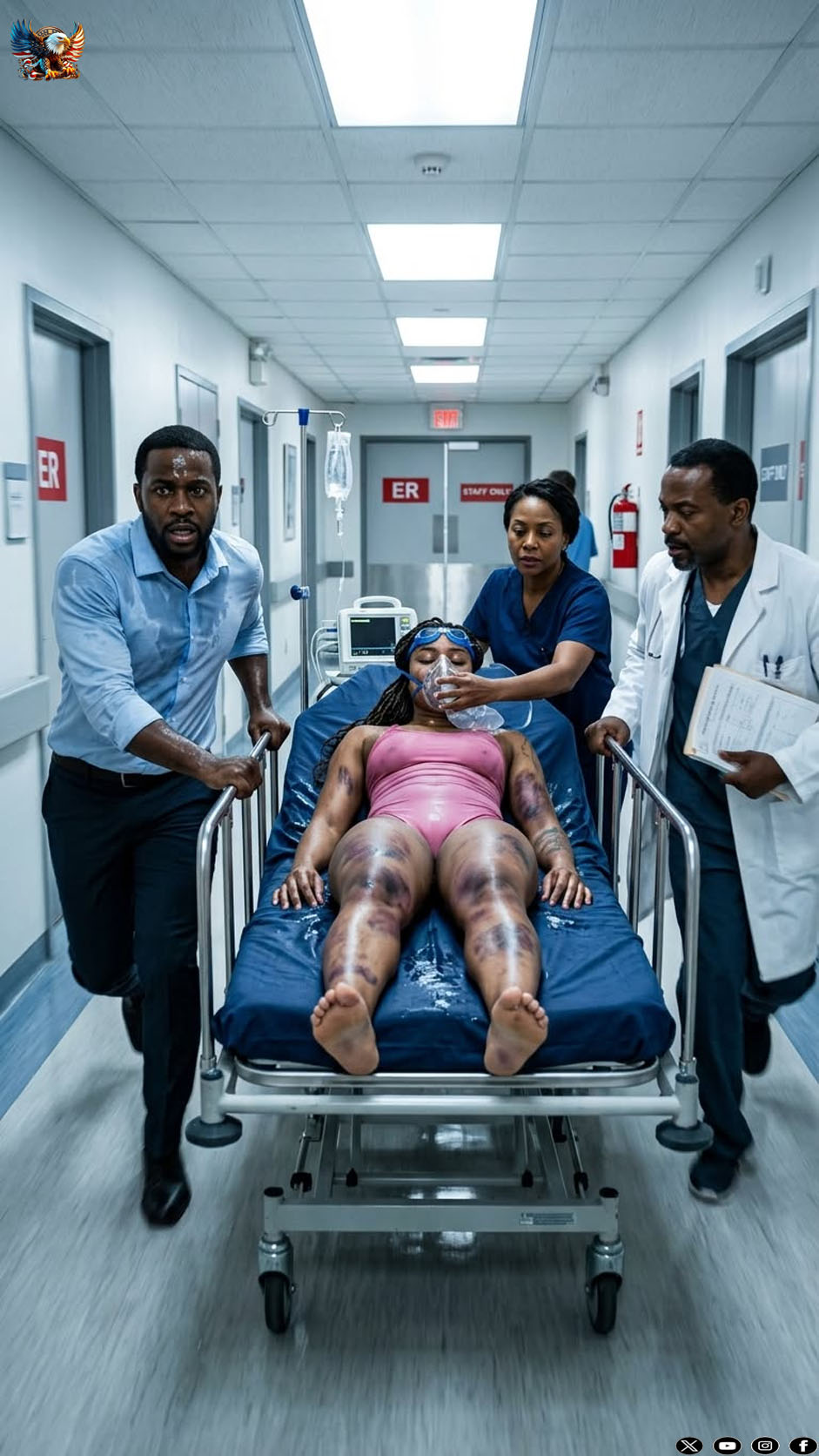 My husband beat me every day, but the night I finally collapsed, he dressed me in a swimsuit, soaked my body, and claimed I had slipped in the shower. At the hospital, the doctor lifted the sheet and froze at the bruises covering my skin. “Call the police now!” he shouted. By sunrise, my husband was in handcuffs—and I owned everything he thought I would never escape with.