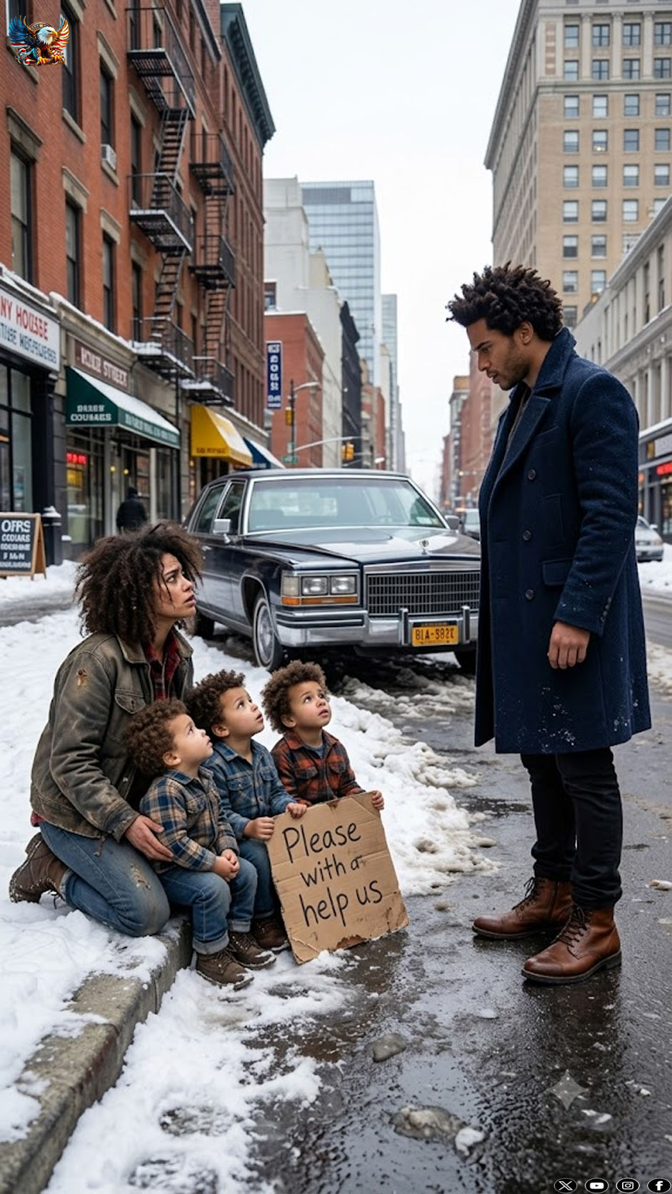 “A millionaire sees his ex-girlfriend begging on the street with three children who look exactly like him—what happens next will break your heart.”