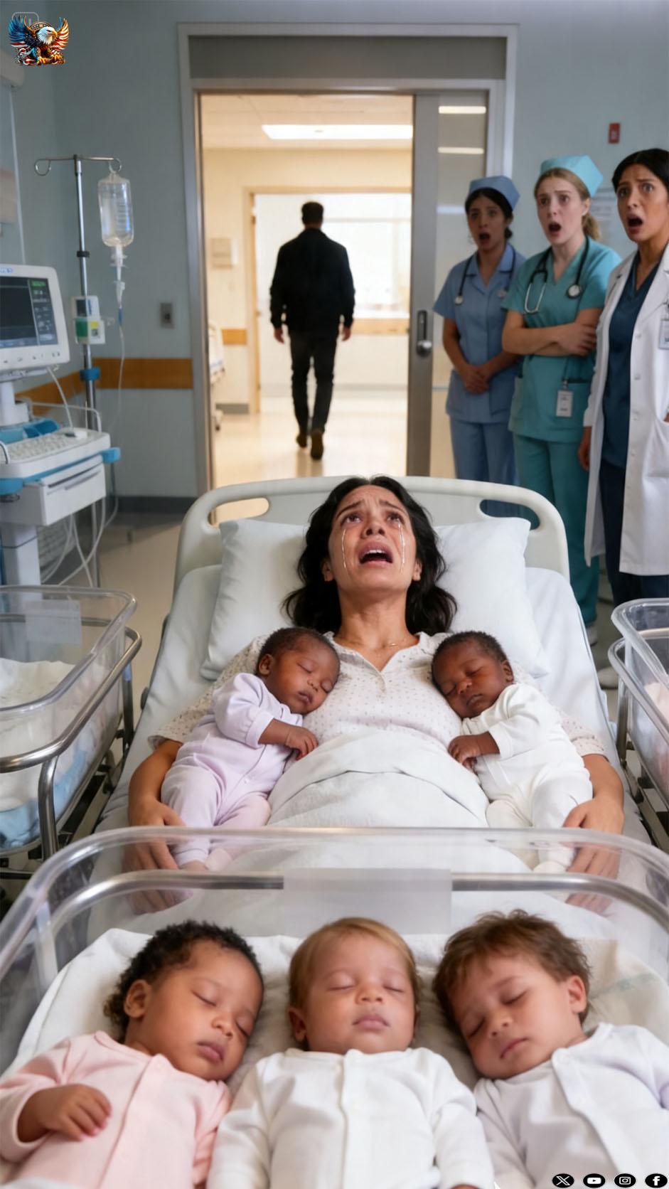 The five babies in the cribs were Black. My husband looked at them once and screamed: “They aren’t my children!” Then he walked out of the hospital and never returned. I was left alone holding five newborns, while the nurses whispered and the doors closed behind him. Thirty years later, he showed up before us again… and the truth waiting for him shattered everything he thought he knew.