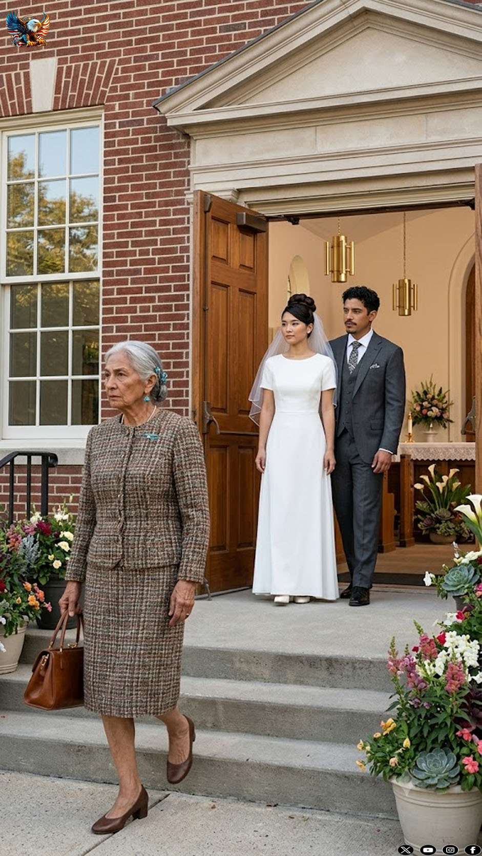 When I arrived at my son’s wedding, he blocked my path at the church door and said: “I didn’t invite you, Mom. The whole family decided you’re no longer a part of us.” I looked at him, gripped my purse, and replied in a low voice: “That’s fine, son… but don’t forget to check your phone.” What no one knew was that, that afternoon, the truth was already on its way.