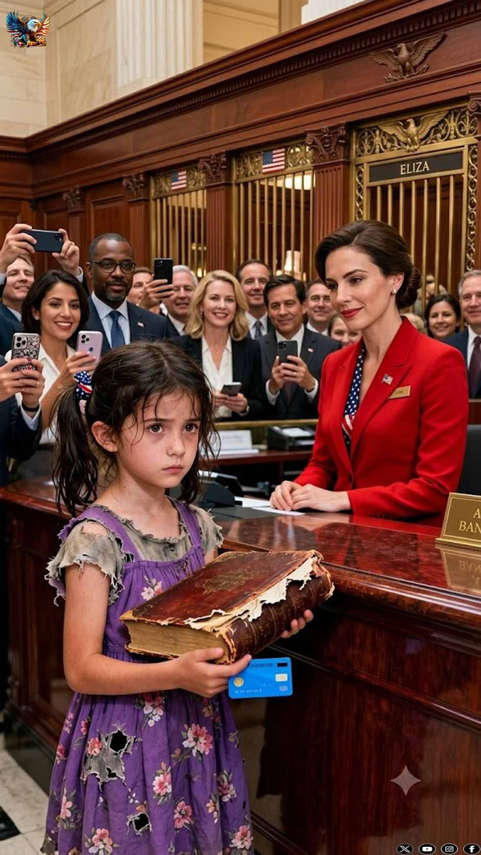 At eight o’clock sharp, just as the glass doors of a major bank in New York City opened, an orphan girl about ten years old walked in quietly.