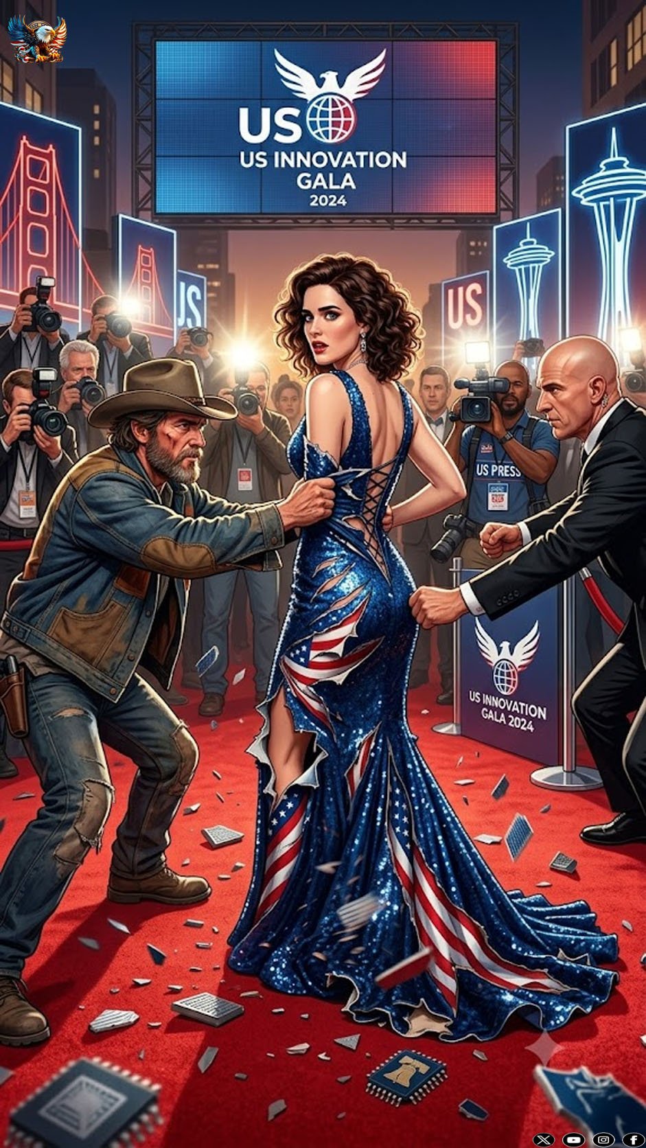 The homeless man tore the billionaire’s dress to save her life… But what she did next left everyone completely shocked…