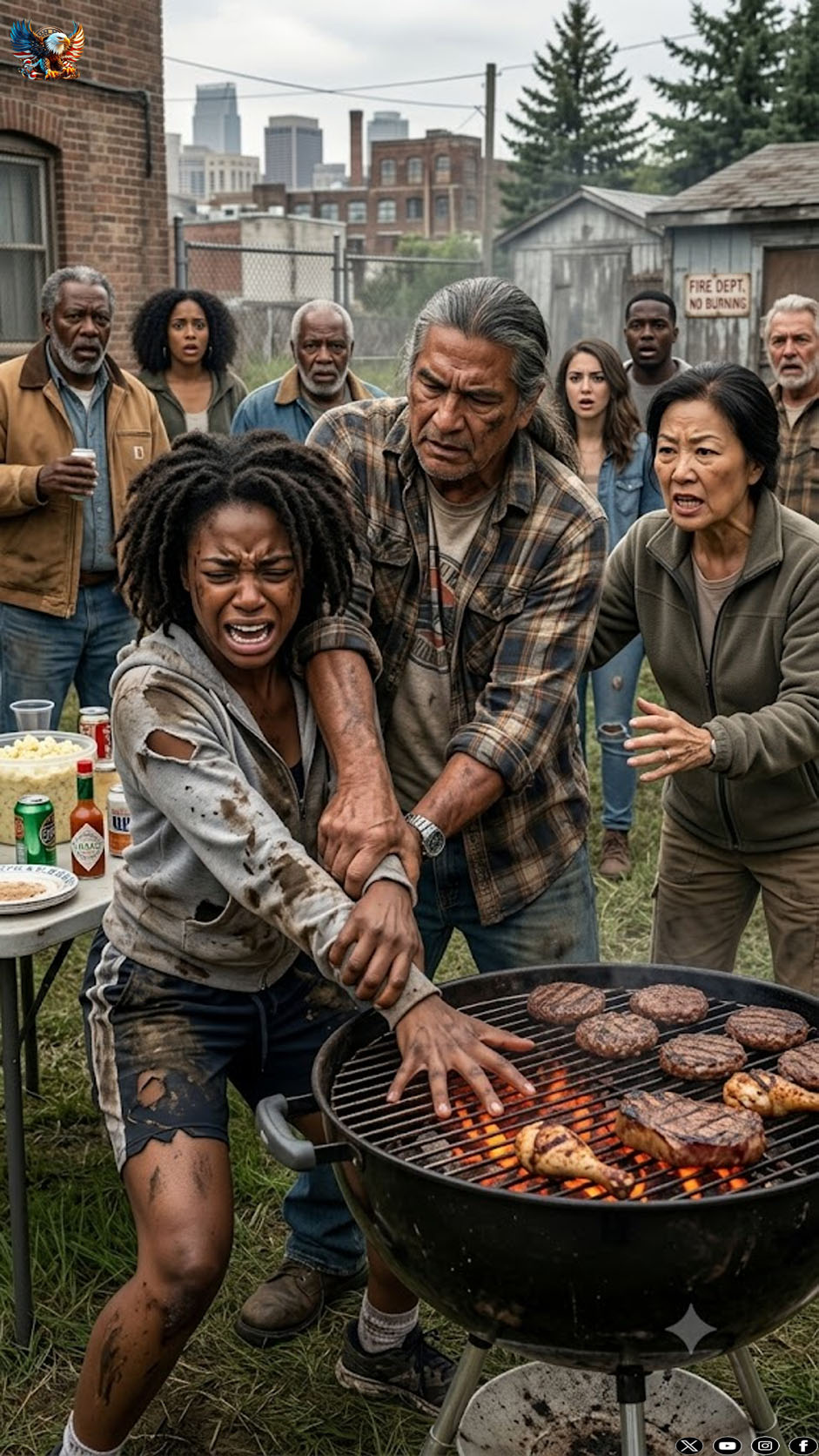 At our backyard barbecue, everyone laughed while I sweated over the grill, serving guests like a maid. “Do your duty as a wife,” my mother-in-law sneered. My husband tasted the meat and roared, “You call this edible?” Then he slammed my palm onto the hot grate. I screamed—but instead of begging, I overturned the table, smashed the grill, and smiled. They thought I had finally broken. They had no idea what I would destroy next.