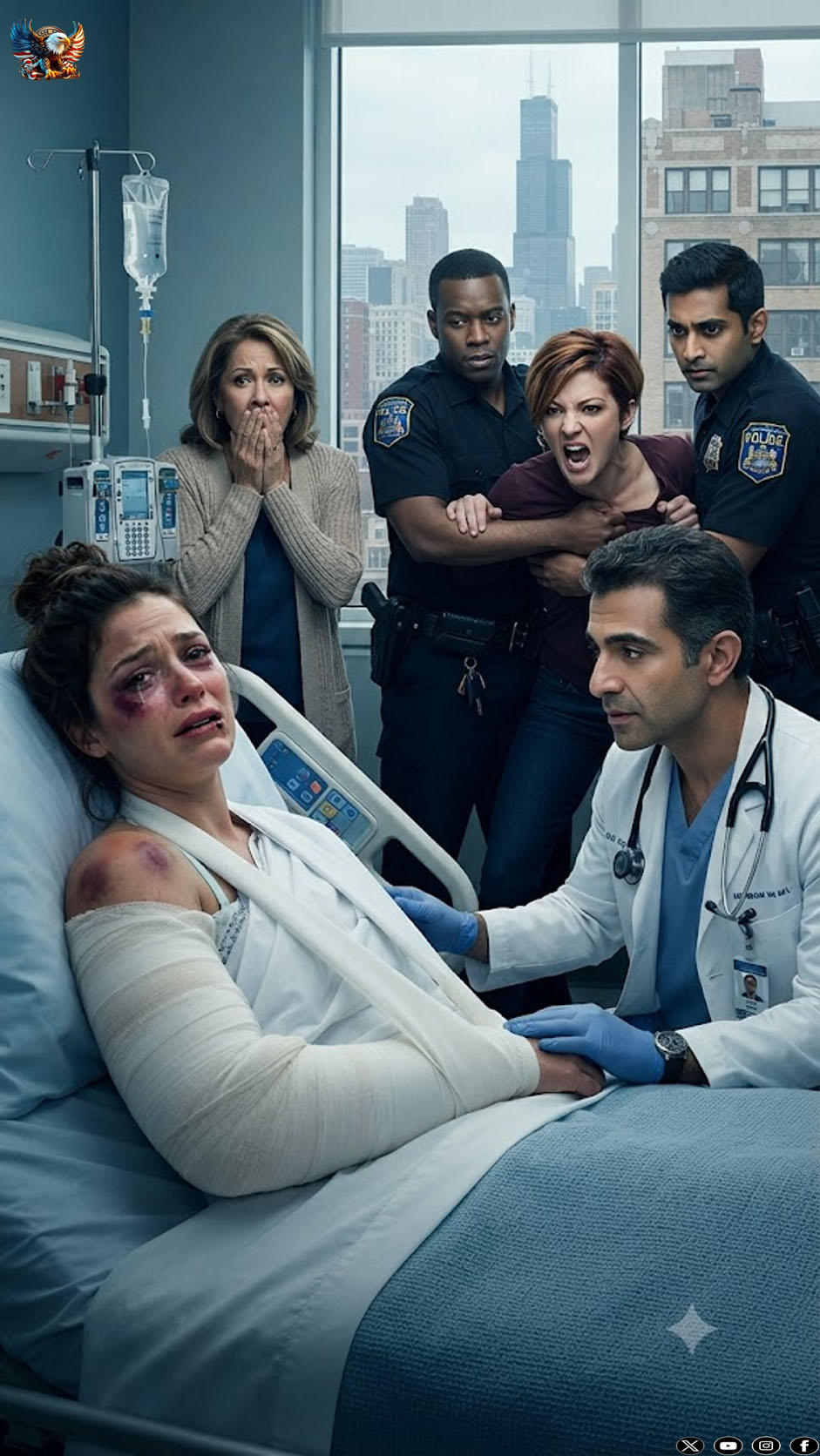 My sister twisted my arm until my wrist snapped, then left me screaming on the floor. At the hospital, my mother leaned close and whispered, “Tell them you fell down the stairs. She has her whole life ahead of her.” I almost obeyed—until the doctor studied the bruises around my wrist and quietly said, “This wasn’t an accident.” My mother went pale. I smiled through the pain, because the doctor had already called someone they never expected…