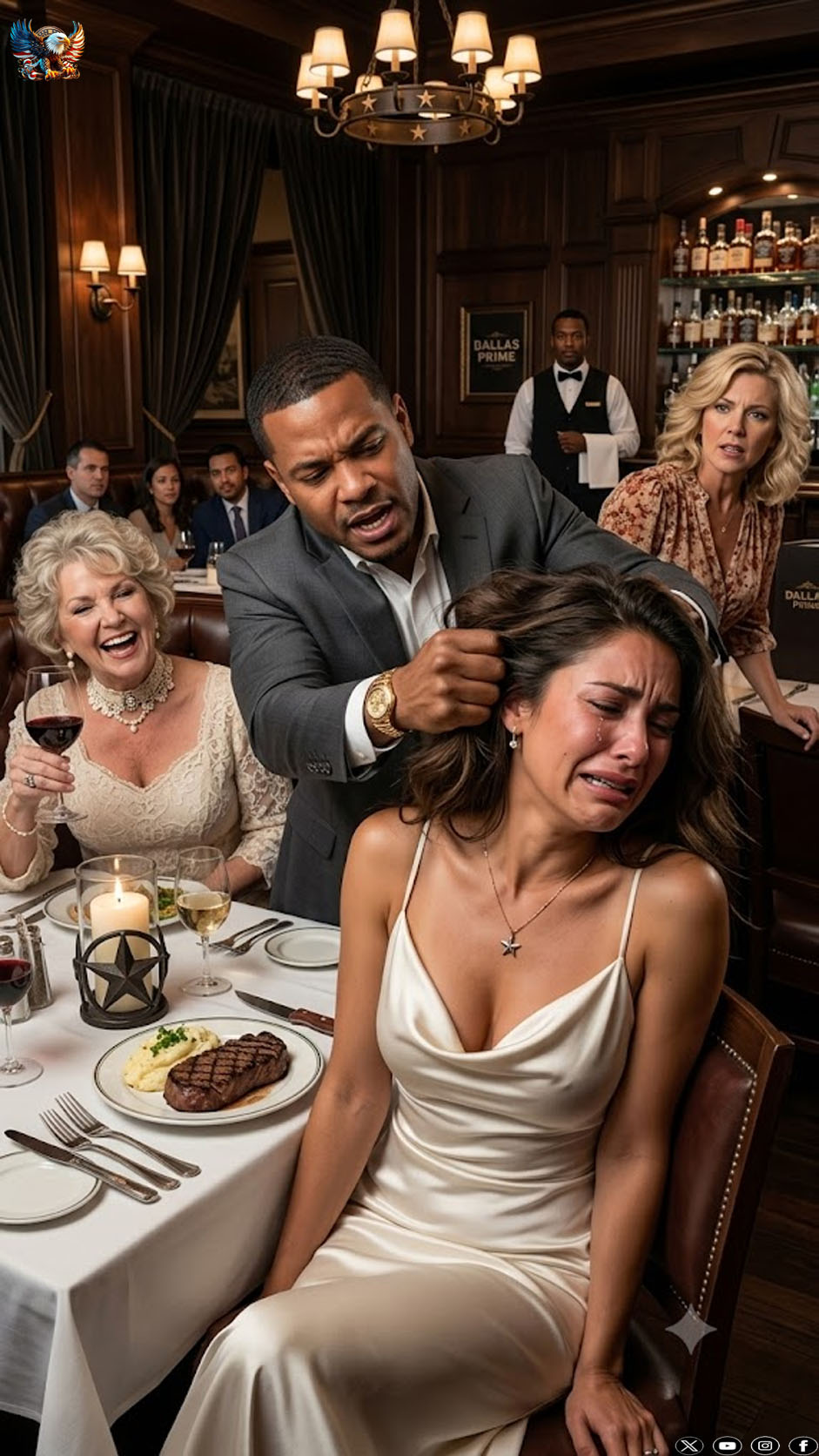 My son-in-law grabbed my daughter’s hair right in front of everyone in the restaurant and forced her to bow her head. His mother laughed and said, “That’s how you discipline your wife.” My daughter cried like a frightened child… but when I stood up, she understood that the silence had ended.