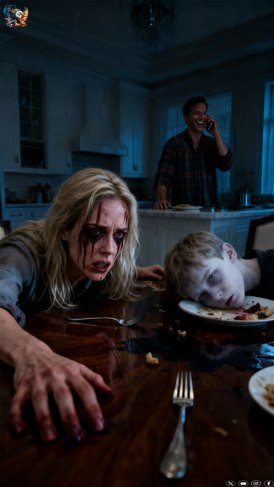 My husband cooked dinner, and right after my son and I ate, we collapsed. Pretending to be unconscious, I heard him on the phone saying, “It’s done… soon they will both be gone.” After he left the room, I whispered to my son, “Don’t move yet…” What happened next went far beyond anything I could have ever imagined…