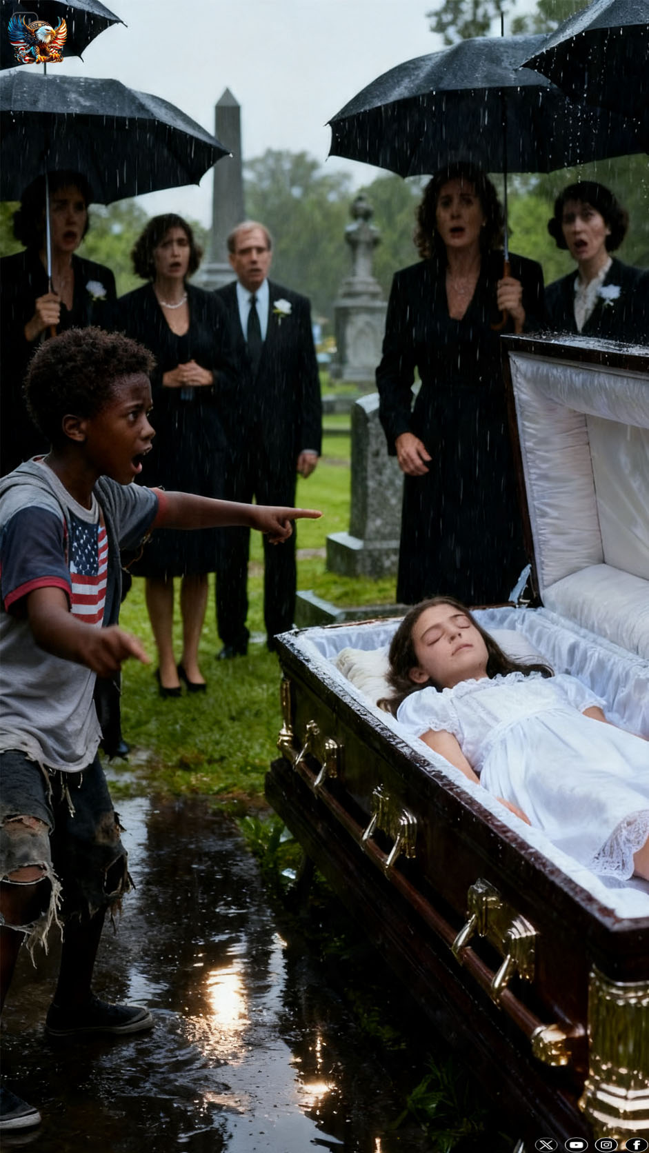 “Your daughter is still alive” – ??Homeless black boy ran to the coffin and revealed a secret that shocked the billionaire…