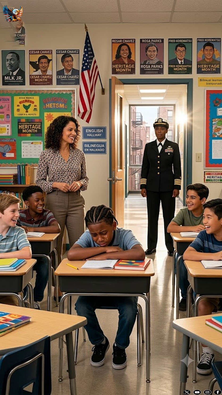 My dad works at the Pentagon” The black boy’s statement made his teacher and classmates mock and despise him and say he was a bad liar. 10 minutes later his father arrived….