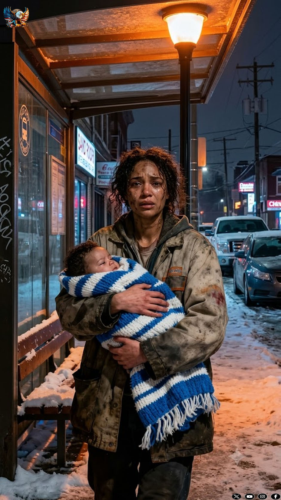 I’m an exhausted single mother working as a cleaner. On my way home, I found an abandoned newborn baby at a cold bus stop. I took the baby to safety. Days later, I found out the baby’s identity, and what happened next changed everything forever.