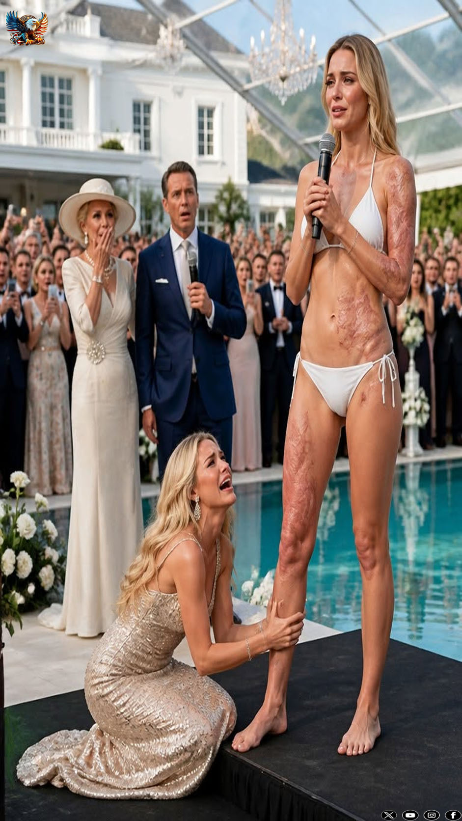 My spoiled younger sister forced me into a swimsuit at her $2M Sweet 16, pointing at my torso burns. “Freddy Krueger in a bikini!” she mocked. I walked to the mic. “I got these third-degree burns pulling you out of your blazing crib when you were a baby.”
