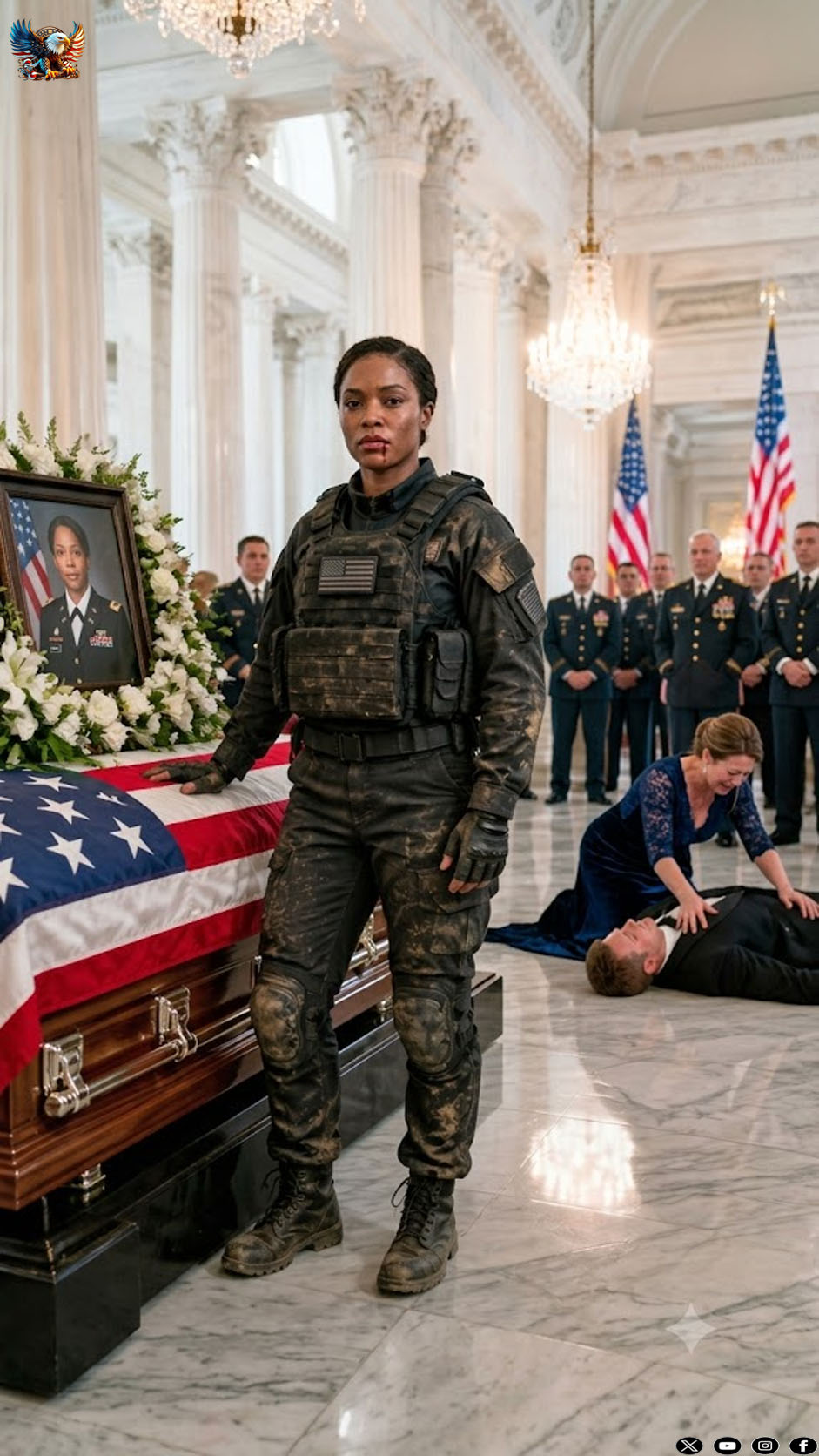 My family was hosting a lavish $100,000 memorial service for me, weeping over an empty mahogany casket. My husband was already holding his mistress’s hand, whispering about how they’d spend my military life insurance. They thought locking me in that abandoned cabin to freeze was a foolproof plan to steal my assets.