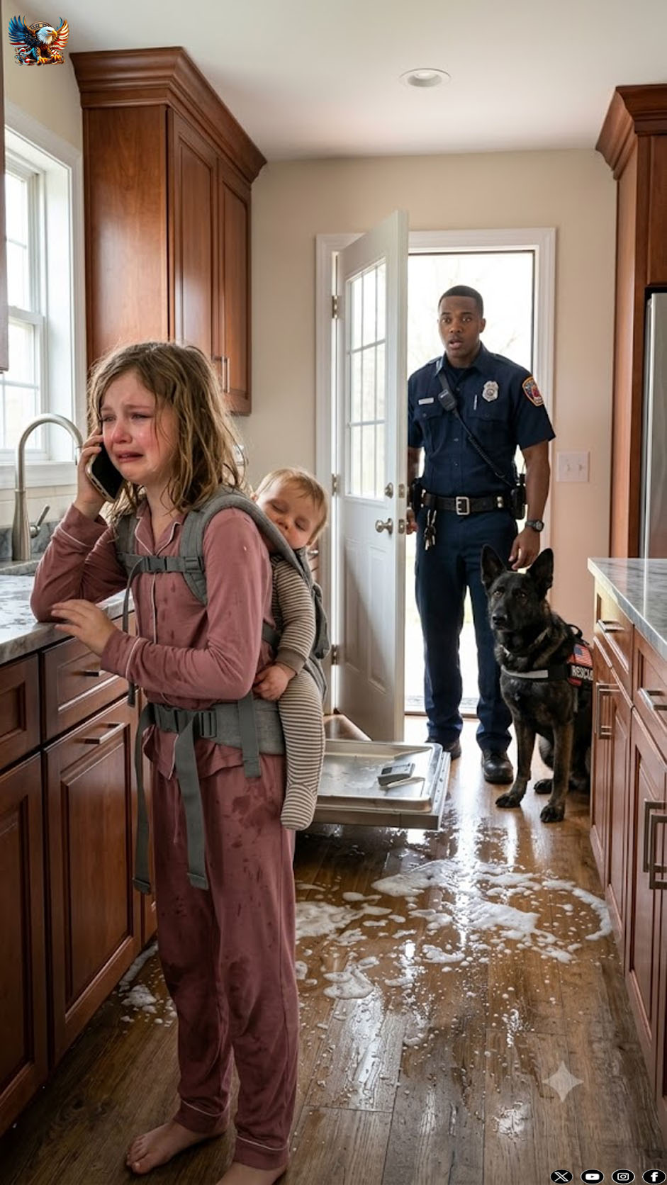 My daughter called me crying and said, “My back hurts, Daddy,” but when I opened the door I saw her carrying her 6-month-old brother and cleaning milk off the floor; I didn’t scream, I just checked the security cameras, and what came up next changed my marriage forever.