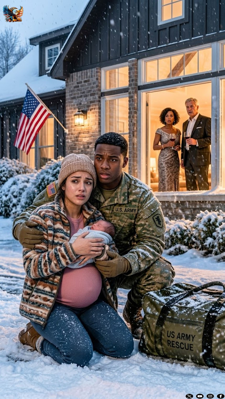After eighteen months deployed overseas, I came home through a blizzard expecting warmth, but found my wife collapsed on the frozen porch, clutching our baby. “Your parents said we were no longer family,” she whispered.