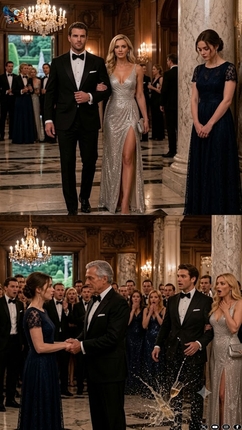 My husband hid me at the party for being embarrassed of my cheap dress… but his career crashed when the billionaire boss recognized my necklace and fell to his knees uncovering 1 30-year secret