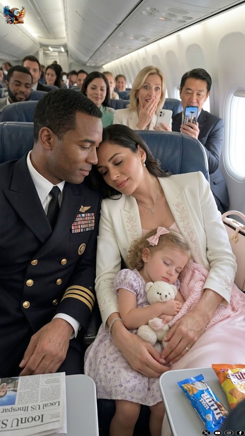 After My Divorce, I Pretended to Fall Asleep on a Coast Guard Commander’s Shoulder to Stop Passengers From Filming Him. Hours Later, My Ex Turned the Viral Photo Against Me—Until One Hidden Picture Exposed a Secret Connection He Never Wanted Me to Find.