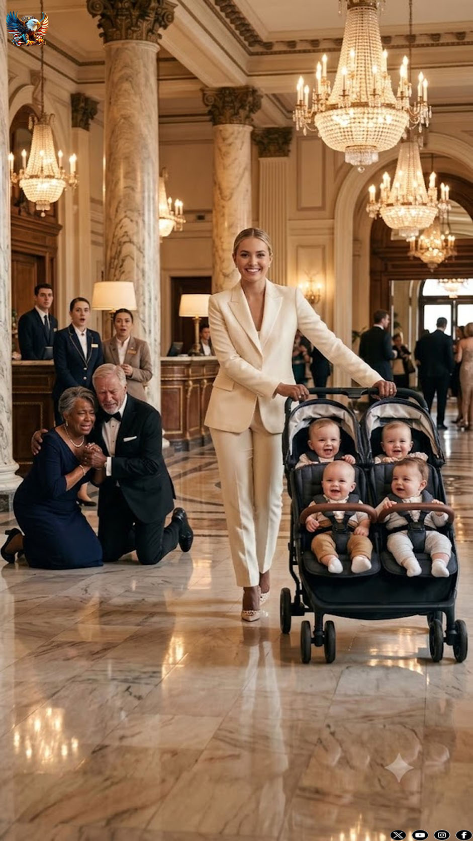 All five babies in the bassinets were White. My husband took one look and shouted, “They’re not my children!” Then he walked out of the hospital and never came back. I held five newborns alone as nurses whispered and doors closed behind him. Thirty years later, he stood before us again—and the truth waiting for him shattered his entire billionaire empire.