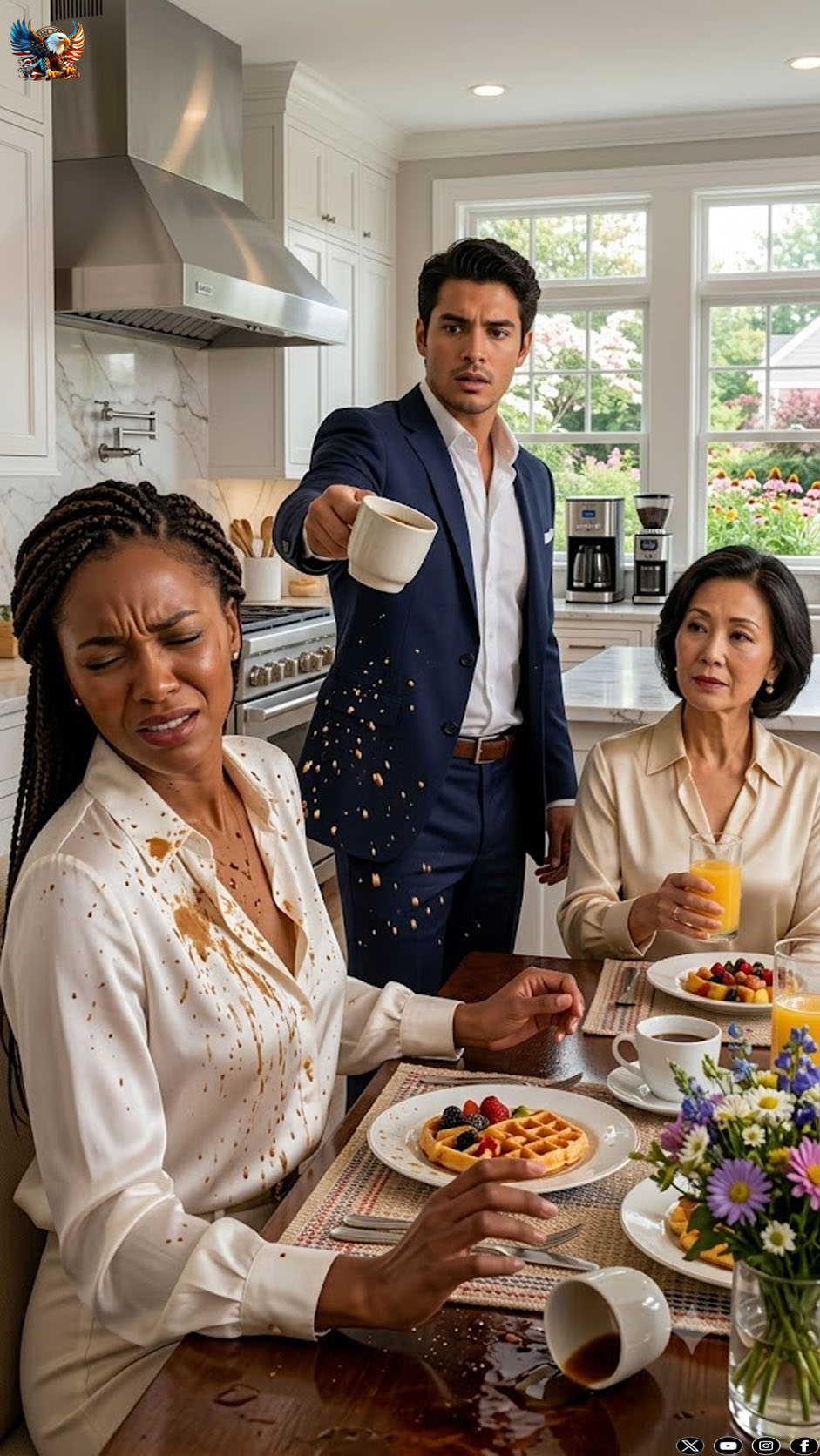My husband threw boiling coffee in my face at breakfast after I refused to give his sister my bank card. “Obey me or walk out,” he said without remorse. I didn’t argue—I went to the hospital, documented my injuries, came home, placed my wedding ring on the table… and left him a surprise he never saw coming.