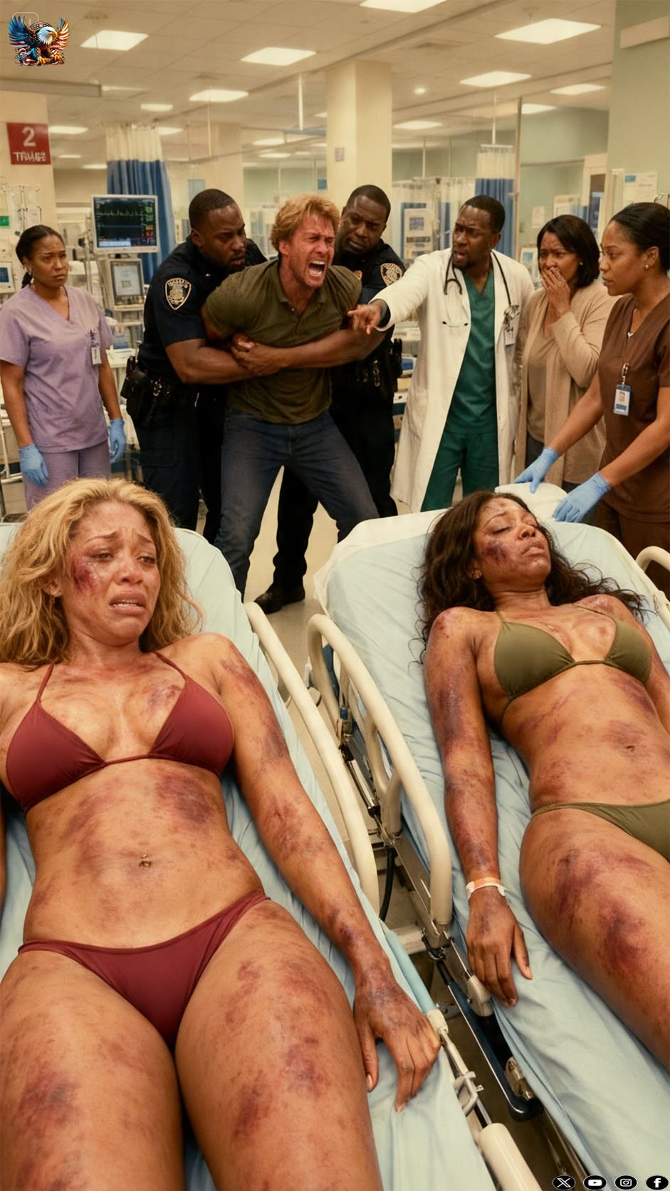 My stepfather beat my twin sister and me every day because he took pleasure in seeing us live in fear. One night, after beating us unconscious, he dragged us to the emergency room while my mother kept whispering, “They fell down the stairs.” But the doctor saw identical bruises on us, locked the clinic door, and ordered the security guard, “Call 911. Immediately.”
